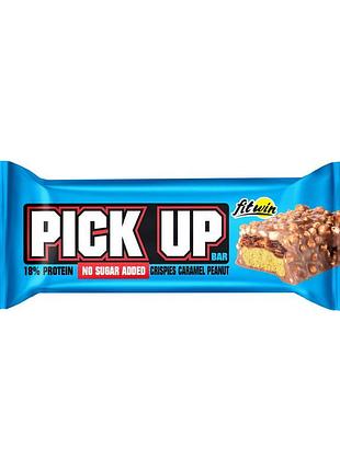 Протеиновый батончик fitwin pick up bar no sugar added 45 г crispies caramel peanut | без сахара