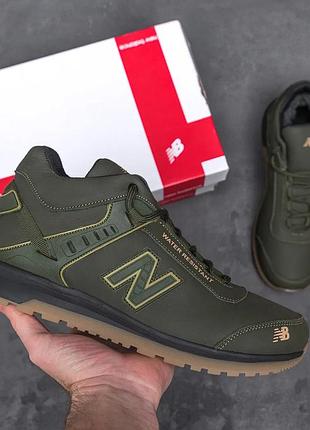 Кожаные мужские зимние ботинки nb classic green, мужские зимние ботинки на шнуровки, мужская обувь зима 44, 29