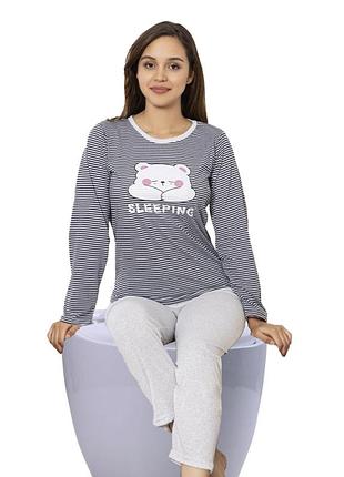 Тепла жіноча піжама трикотажна футер c34542 l
