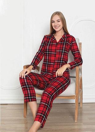 Пижама женская с длинным рукавом красная p0450 xl