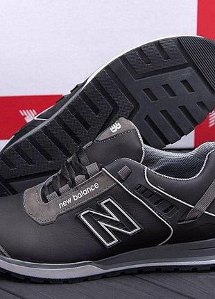 Мужские кожаные кроссовки nb clasic black, мужские стильные кроссовки, мужские кроссовки весна осень 43