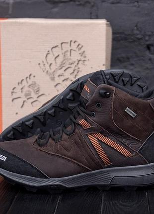 Чоловічі зимові коричневі шкіряні черевики merrell, чоловічі зимові повсякденні черевики з натуральної шкіри 42