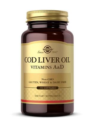 Рыбий жир solgar cod liver oil vitamins a&d 250 капсул