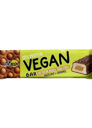 Веганский батончик fitwin 20% vegan bar 50 г hazelnut caramel | полезный перекус