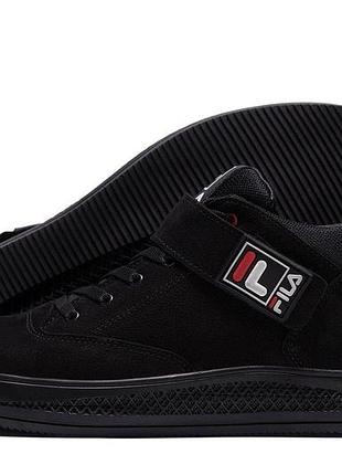 Теплые мужские зимние кожаные кроссовки fila black, мужские кроссовки для зимы, зимние мужские кроссы 43, 28.5
