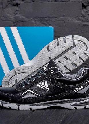 Мужские кожаные кроссовки adidas, мужские демисезонные кроссовки, мужские кроссовки из кожи 45