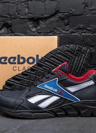 Мужские кожаные кроссовки reebok street style blue, мужские весенние демисезонные кроссовки рибок 45