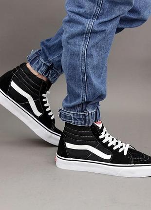 Высокие кеды vans sk8 hi black white (кеды ванс черно-белые) 39