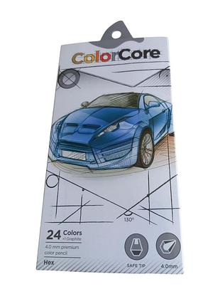 Карандаши цветные marco color core 24 цветов + 1 графитовый шестигранный 3100-24св