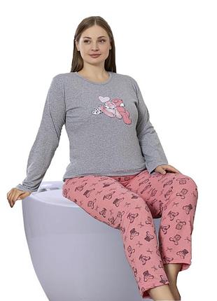 Теплая женская пижама трикотажная c34627 4xl