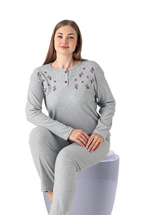 Теплая женская пижама с длинным рукавом лапша e1205 2xl
