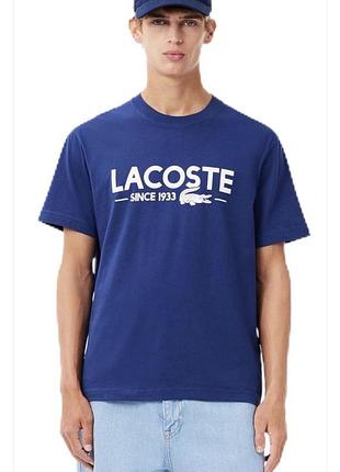 Lacoste men’s printed cotton t-shirt – оригінал, темно-синя, xx