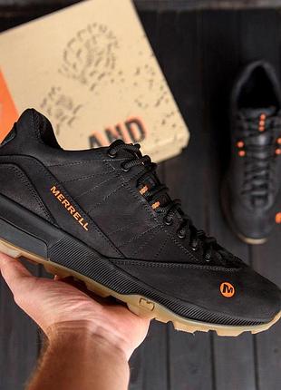 Чоловічі чорні кросівки merrell, шкіряні кросівки для чоловіків, чоловічі робочі кросівки мерелл 44, 29