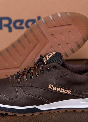 Мужские кожаные кроссовки reebok, мужские коричневые кроссовки, мужские кроссовки натуральная кожа 41