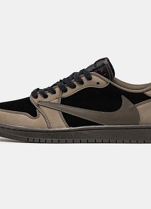 Чоловічі кросівки nike air jordan 1 low x travis scott brown 41