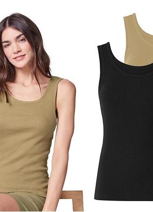 Женские майки в рубчик, 2 шт., размер l/xl, цвет хаки, черный