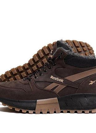 Чоловічі зимові шкіряні кросівки reebok, чоловічі утеплені кросівки з хутром, чоловічі кросівки для зими 41, 27