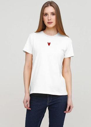Футболка женская мальта 25/ж425-17-р2 xl белая с принтом «сердце»