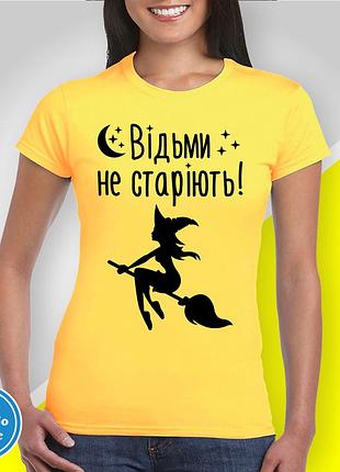 Футболка женская с принтом "ведьмы не стареют! - 2" b&w style m