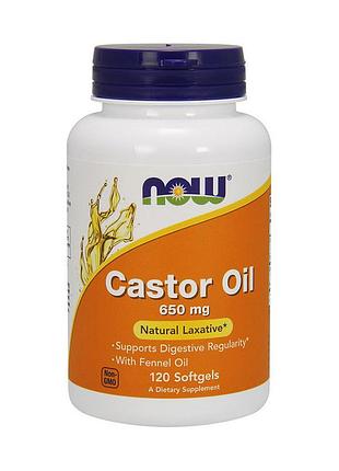 Касторова олія now castor oil 650 mg 120 капсул