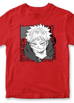 Футболка унисекс аниме "jujutsu kaisen" магическая битва 2 красный, высокое качество, xl