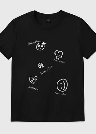 Футболка с принтом "bts" 5 черный, хлопок, m