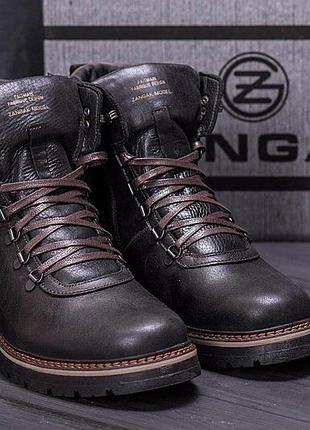 Мужские зимние кожаные сапоги zg black military style, мужские теплые сапоги, мужские классические сапоги 43, 28.5