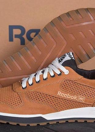 Мужские летние кроссовки reebok classic brown, мужские кожаные кроссовки перфорация, кроссовки для мужчин 41