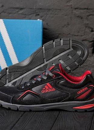 Мужские кожаные кроссовки adidas, мужские черные кроссовки, мужские легкие кроссовки адидас 45