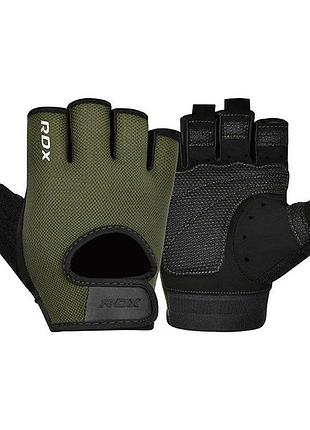 Перчатки для фитнеса rdx t1 half army gloves green s | для тренировок и защиты рук