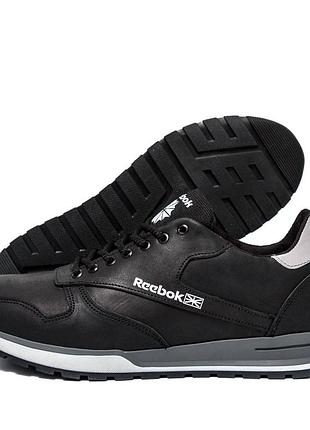 Мужские кожаные классические кроссовки reebok, мужские черные демисезонные кроссовки весна осень 43, 28.5