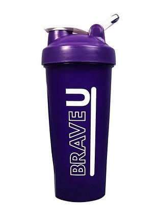 Шейкер brave u shaker with metal ball 600 мл purple | для спортивного питания