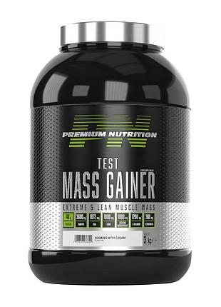 Гейнер premium nutrition test mass gainer 3 кг vanilla | для набору маси