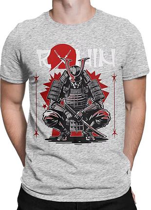 Футболка з японським самураєм "ronin" ронін сірий, 2xl