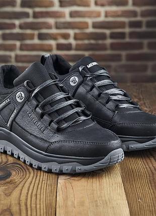Чоловічі зимові чорні черевики merrell, повсякденні стильні черевики для чоловіків, зимове взуття з натуральної шкіри 42