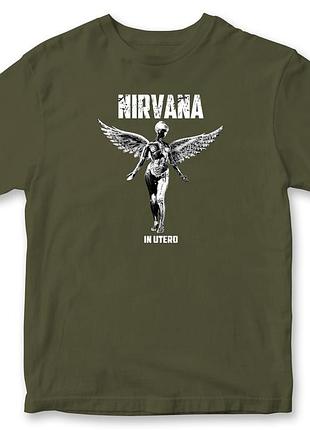 Футболка унісекс "nirvana" нірвана 1 хакі, преміум, xs