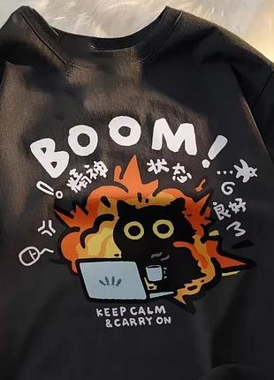 Черная футболка с котом xs