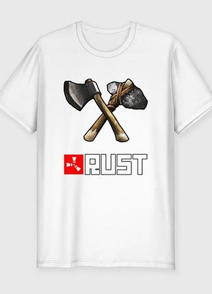 Футболка с принтом "rust" раст 4 белый, хлопок, 2xl