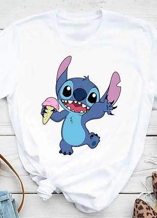 Футболка стильная с принтом "стич" stitch (лило и стич) 5 премиум, xs