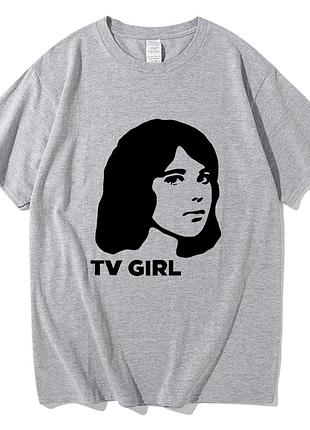 Футболка з принтом "tv girl" xl, сірий