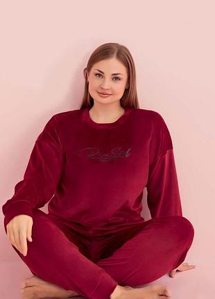 Пижама велюр большой размер mm3005 4xl