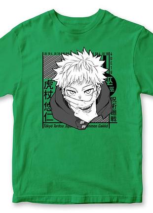 Футболка унисекс аниме "jujutsu kaisen" магическая битва 2 зеленый, высокое качество, xl