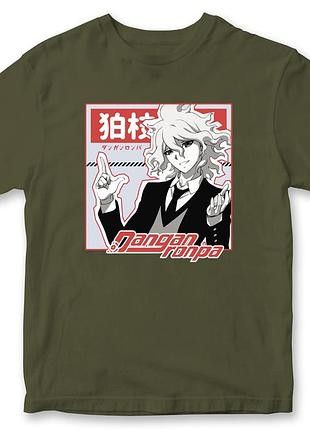 Футболка аниме "danganronpa" nagito komaeda (данганронпа) 2 хаки, стандарт, xl