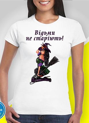 Футболка женская c принтом "ведьмы не стареют!" b&w style 2xl