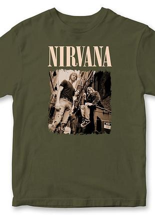 Футболка унісекс "nirvana" нірвана 2 хакі, преміум, 3xl