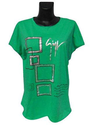Футболка зі стразами бавовна summer s533 one size зелена