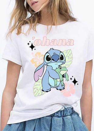 Футболка стильная с принтом "стич" stitch (лило и стич) 6 хлопок, 2x