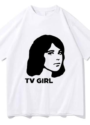 Футболка з принтом "tv girl" s, білий