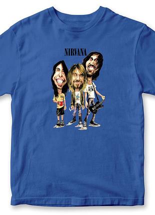 Футболка унисекс "nirvana" нирвана 4 синий, хлопок, xl