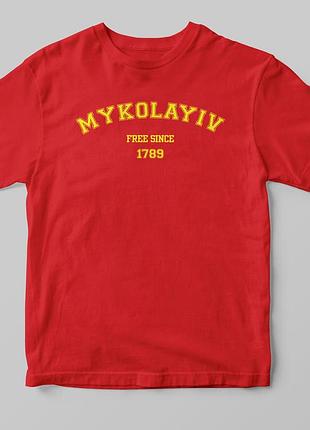 Футболка с принтом "николаев" красный